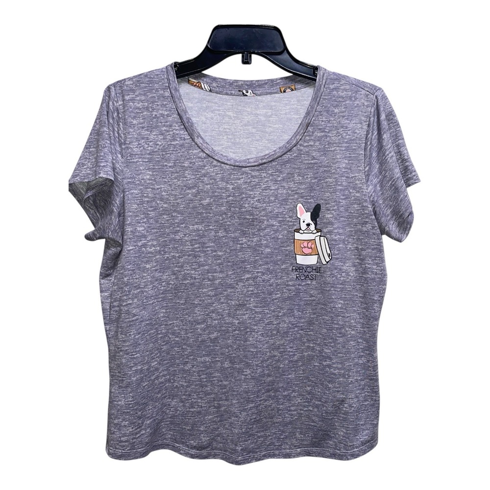 Frenchie Toast Tee Short Sleeve Gray Woman's‎ Size Med Comfortable Stretchy